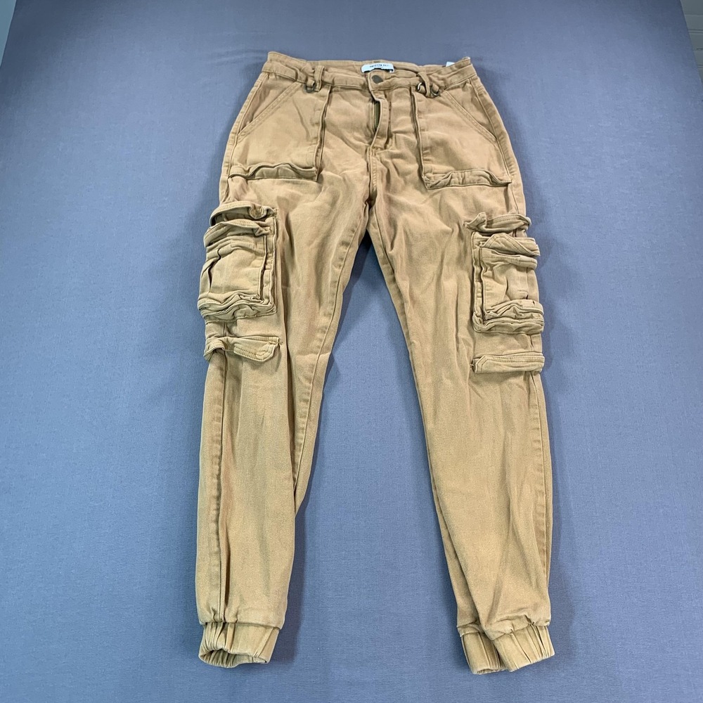 American Bazi Cargo Pants Mens MED (30x29) Beige Slim Fit Jogger Stretch Hip Hop